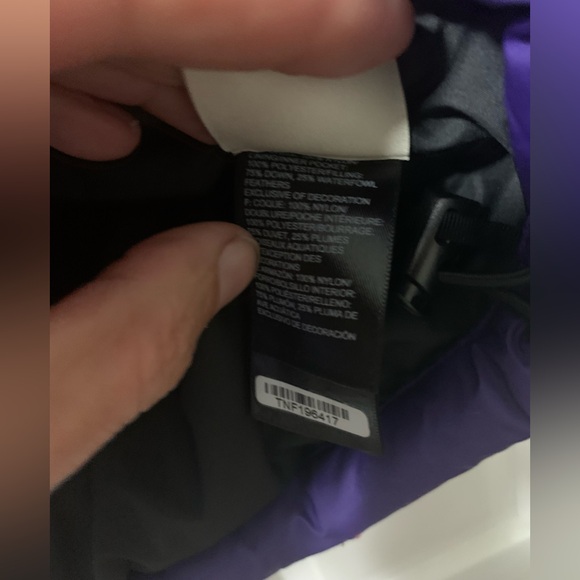 North Face Himalayan puffer coat jacket 550 purple black hood men's large - Picture 7 of 13